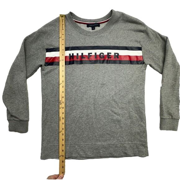 Tommy Hilfiger Mens S Sweatshirt Logo‎ Flag Knit Pullover Gray Crewneck - Picture 3 of 8